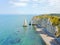 Panorama of english channel coast with cliffs