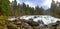 Panorama of Englishman River Falls upper waterfalls in Vancouver