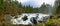 Panorama of Englishman River Falls upper waterfalls in Vancouver