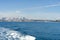 Panorama of european part of Istanbul city and bosphorus bridge at background, Besiktas area. View from ferry