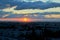 Panorama of the evening city of Togliatti on the background of a gorgeous summer sunset.