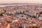 Panorama of evening Lisbon from Miradouro da Graca viewpoint, Portug