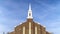 Panorama Exterior view of a magnificent church with cloudy blue sky background