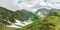 Panorama of fagaras mountain ridge in summer