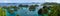 Panorama Fam Islands, Piaynemo, Raja Ampat, West Papua, Indonesia. Blue lagoon, green Islets, tropical paradise