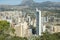 Panorama of famous Benidorm resort city from Serra Gelada Natural Park. Aerial view. Benidorm, Alicante province