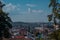 Panorama from the famous Nitra castle in Nitra, Slovakia over the city resting below on a warm summer day