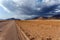 Panorama of fantrastic Namibia moonscape landscape