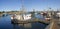 Panorama of fishing boats at anchor