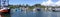 Panorama of fishing boats at anchor