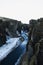 Panorama of Fjadrargljufur canyon Fjadra river cliff geology nature landscape rock formation in winter South Iceland