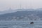 Panorama of the foggy coast of Istanbul