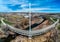 Panorama of foot bridge in Denver Colorado