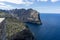 Panorama, Formentor by the Mediterranean sea on the island of Ibiza in Spain, holiday and summer scene