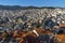 Panorama from fortress to aqueduct in Kavala, Greece