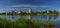 Panorama of the fortress and the Volkhov river in Staraya Ladoga