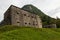 Panorama of Fortress Wall, Fort Kluze, german: Flitscher Klause. Fortification for World War during Isonzo Front. Bovec, Gorizia,