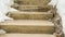 Panorama frame Close up of concrete outdoor steps on a slope covered with fresh snow in winter