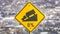 Panorama frame Close up of a yellow road grade sign with a truck on slope illustration