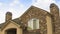 Panorama frame Exterior of a splendid house with a combination of stone and conrete wall.