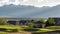 Panorama frame Golf course and residential area overlooking the lake mountain and valley