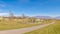 Panorama frame Long empty pedestrian walkway in an urban park