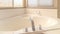 Panorama frame Luxurious bath tub with bright, warm window light