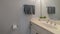 Panorama frame Neat small white bathroom interior in house