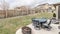 Panorama frame Outdoor paved patio with dining furniture day light