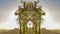 Panorama frame Reflective Chuppah view at sunset in California