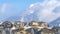 Panorama frame Scenic town with unobstructed view of towering snowy peaks of Wasatch Mountain