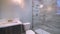 Panorama frame Small modern bathroom with shower and toilet