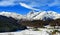 Panorama of french pyrenees mountains with Pic du Midi de Bigorre in background