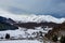 Panorama of french pyrenees mountains with Pic du Midi de Bigorre in background