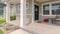 Panorama Front porch of modern home with welcome sign