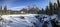 Panorama on frosty and snowy Athabasca Falls, Jasper, Alberta, Canada