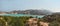 Panorama of Gecitkoy Dagdere dam with turquoise water near Kyrenia, Northern Cyprus