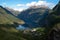Panorama of Geiranger fjord in Norway