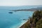 Panorama of Giardini Naxos city in Sicily, Italy. View from Taormina city