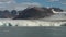 Panorama glacier on border with ocean. Arctic.