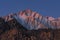 Panorama of Glowing Lone Pine Peak and Mount Whitney Sunrise, Alabama Hills, Lone Pine, California