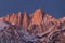 Panorama of Glowing Lone Pine Peak and Mount Whitney Sunrise, Alabama Hills, Lone Pine, California