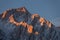 Panorama of Glowing Lone Pine Peak and Mount Whitney Sunrise, Alabama Hills, Lone Pine, California