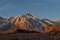 Panorama of Glowing Lone Pine Peak and Mount Whitney Sunrise, Alabama Hills, Lone Pine, California