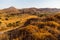 Panorama of golden highland in island Limns.