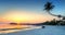 Panorama of Golden Tropical Beach Sunrise on Bintan Island, Indonesia