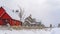 Panorama Gorgeous houses with picket fences on a wintry landscape in Daybreak Utah