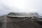 Panorama from the gravel road of Vestrahorn mountain chain in the Stokksnes peninsula