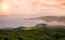 Panorama of the Greek city of Volos at sunset. Volos Greece. View from the mountain on the Volos