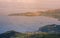 Panorama of the Greek city of Volos at sunset. Volos Greece. View from the mountain on the Volos